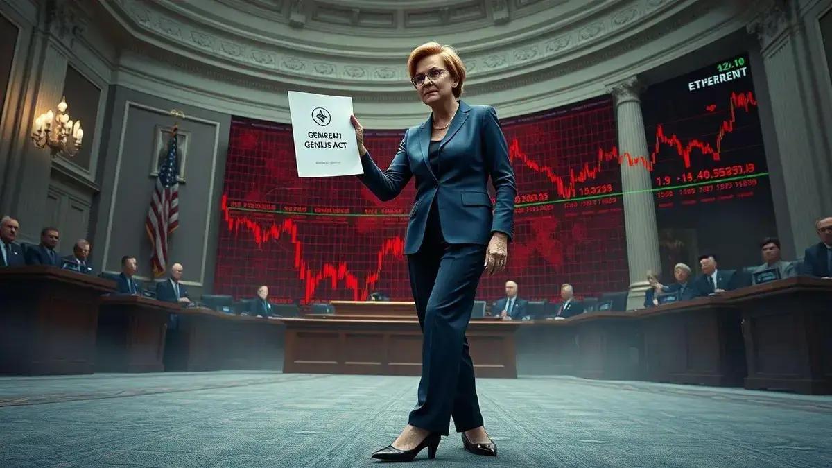 Elizabeth Warren critica projeto de criptomoedas de Trump e alerta para risco de colapso financeiro