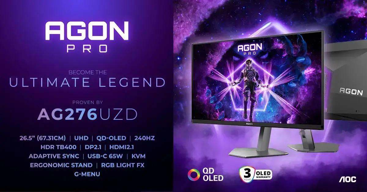 Acer lança monitor gamer 4K QD-OLED com taxa de 240Hz, o AGON PRO AG276UZD