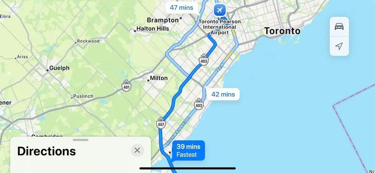 Apple Maps apresenta falha ao reconhecer rodovia com pedágio em Toronto