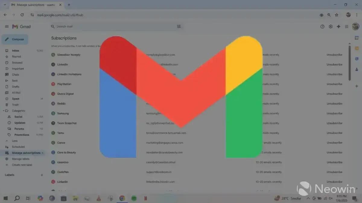 Recurso do Gmail facilita cancelamento de inscrições de emails indesejados