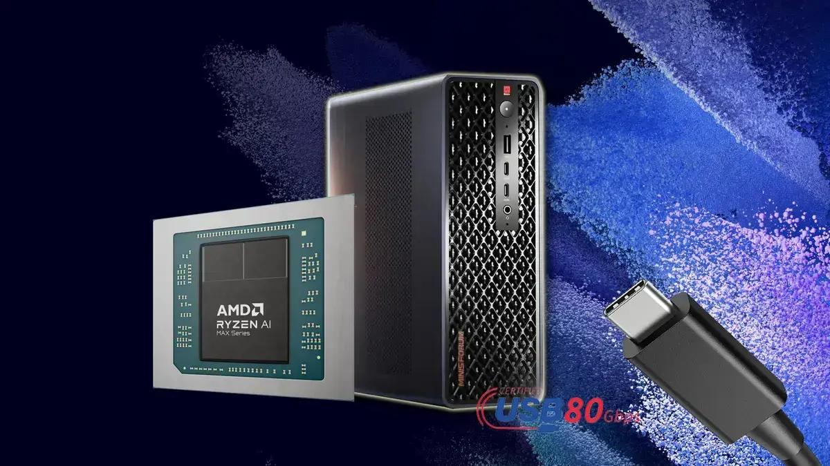 Minisforum apresenta workstation compacta MS-S1 Max com processador AMD e porta USB4 V2 de 80 Gbps