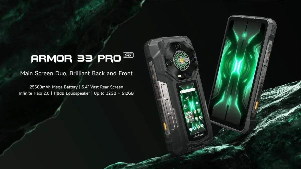 Lançamento do Ulefone Armor 33 Pro com tela traseira de 3,4 polegadas