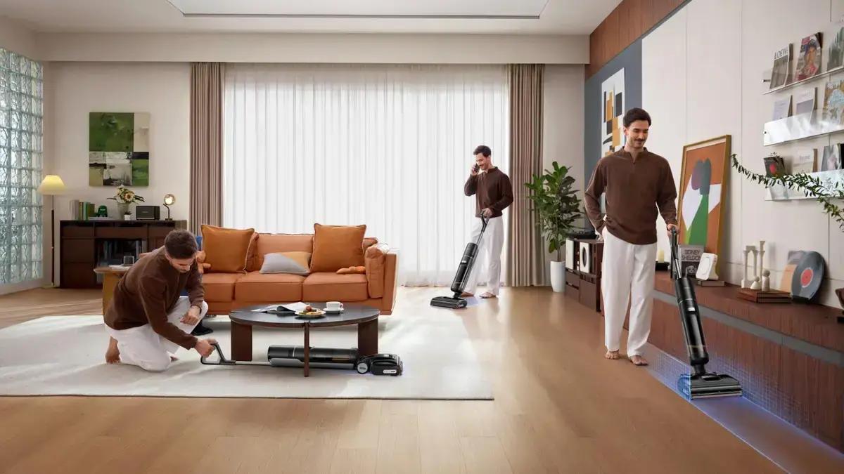 Limpeza prática em pisos duros e carpetes com Dreame H15 Pro CarpetFlex
