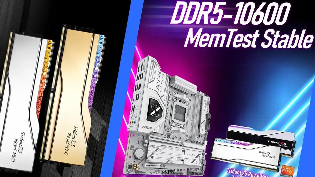Placa-mãe ASUS B850M Gaming OC alcança 10.600 MT/s com memória DDR5 da G.Skill