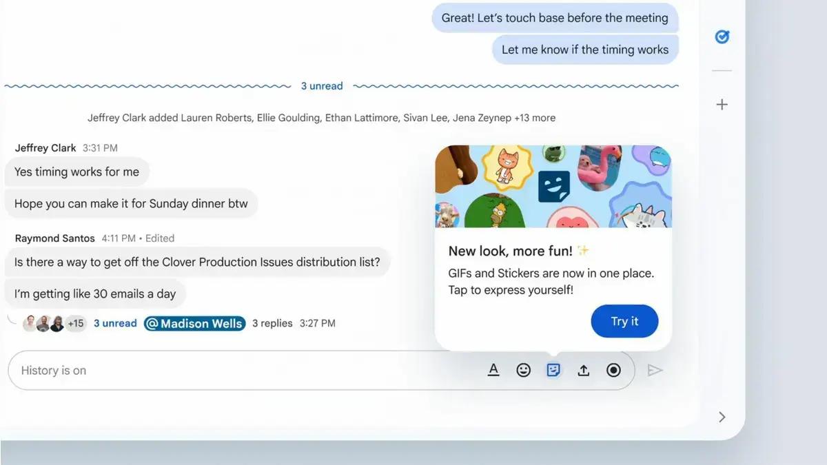 Google Chat ganha opção de figurinhas na versão web