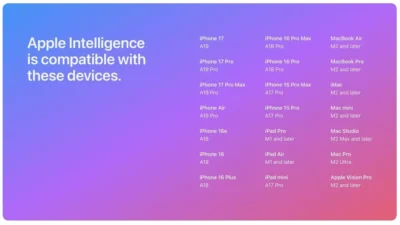 Erro na lista de compatibilidade do Apple Intelligence exclui Macs com chip M1