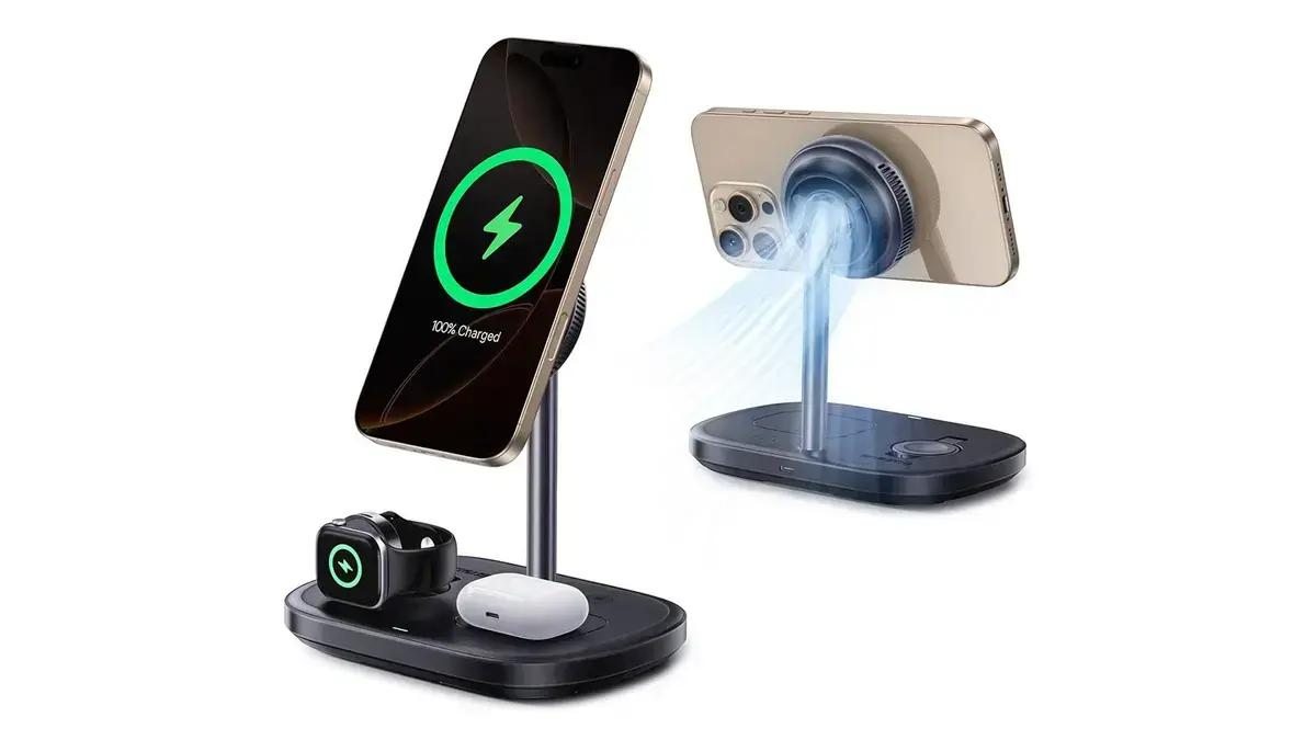 Suporte de carregamento Baseus 3 em 1 mantém iPhone resfriado e prolonga vida útil da bateria, mas promoção é apenas fora do Brasil