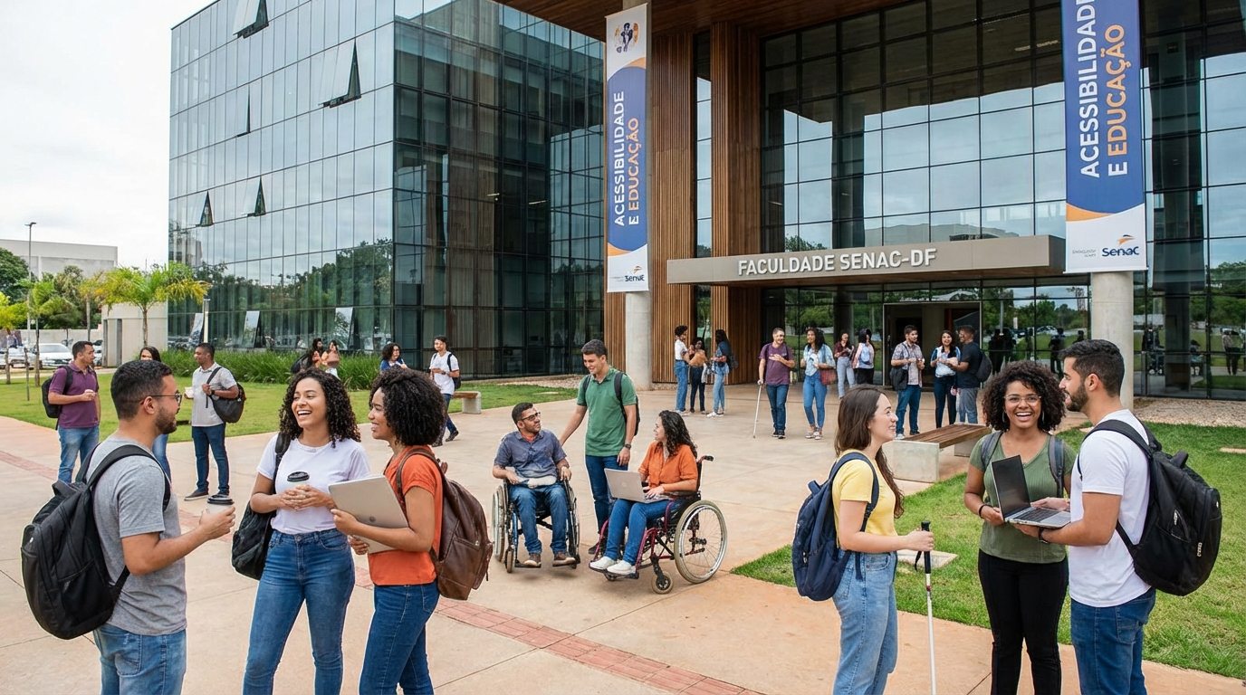 Faculdade Senac-DF oferece 40% de desconto em mensalidades e gera debate sobre acessibilidade no ensino superior